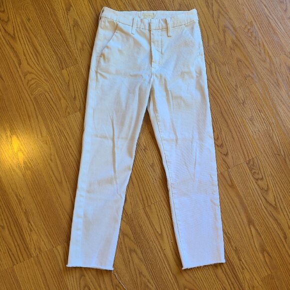 NEW NWOT! MOTHER DENIM THE SHAKER PREP FRAY PANTS CHINOS HIGH-RISE CROP sz 25 - Picture 2 of 8